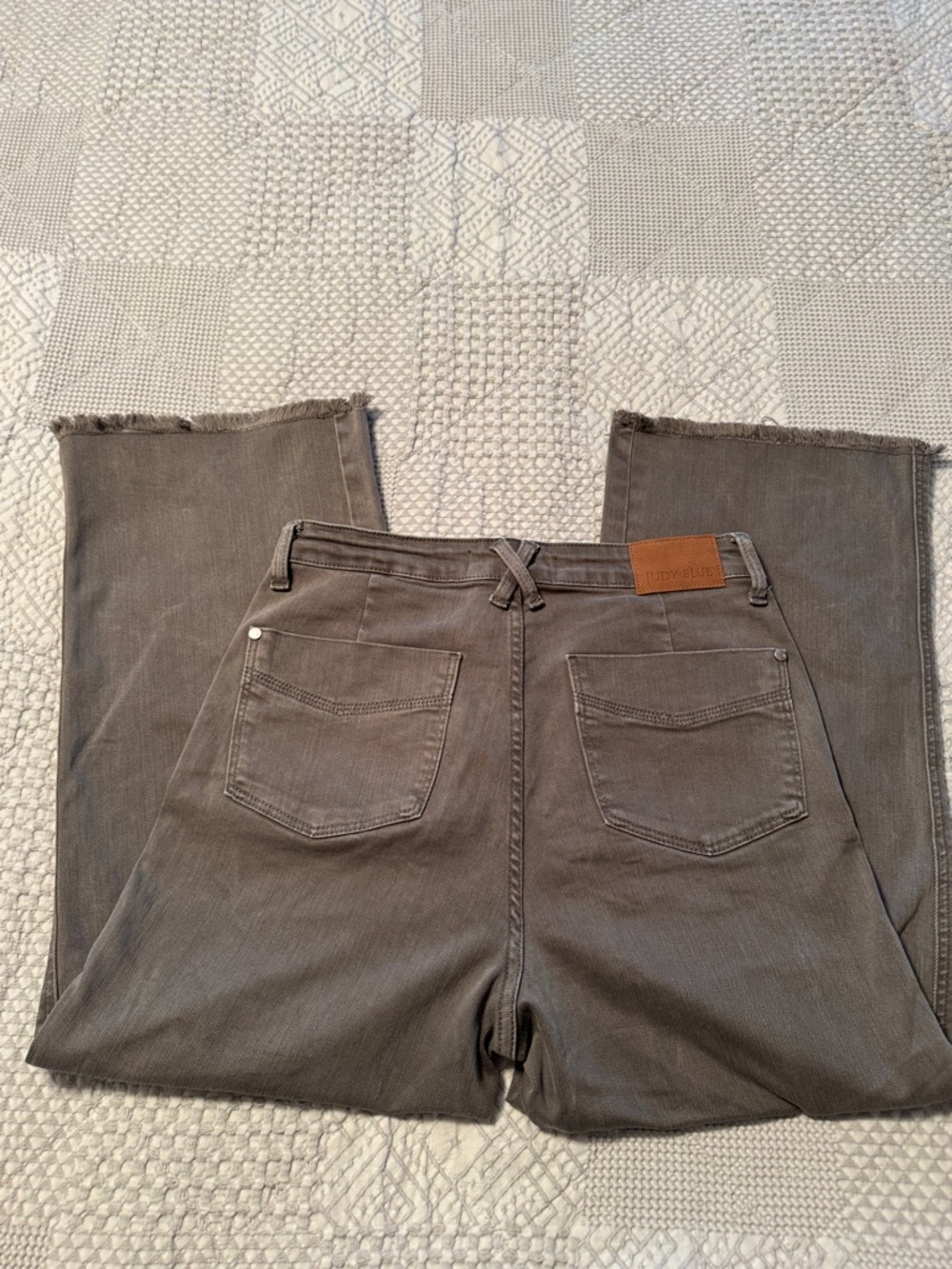 Judy Blue Washed Olive Green/Gray High-Rise Straight Jeans - Picture 7 of 7